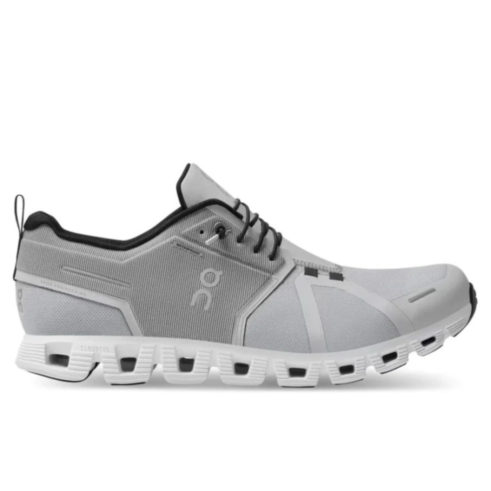 On Running Gray and White Sneakers with Cloud Cushioning